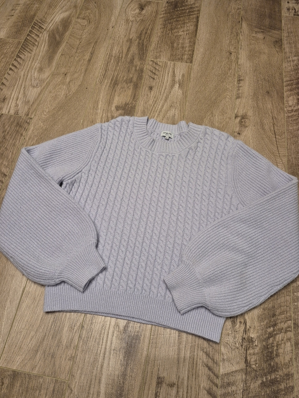 Singular Women's Feminine Spring Lilac Cable Knit Crewneck Sweater Size Large - Picture 2 of 5